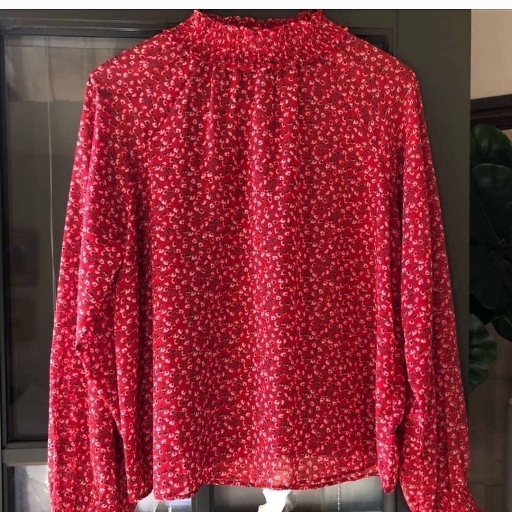 Gap red floral blouse